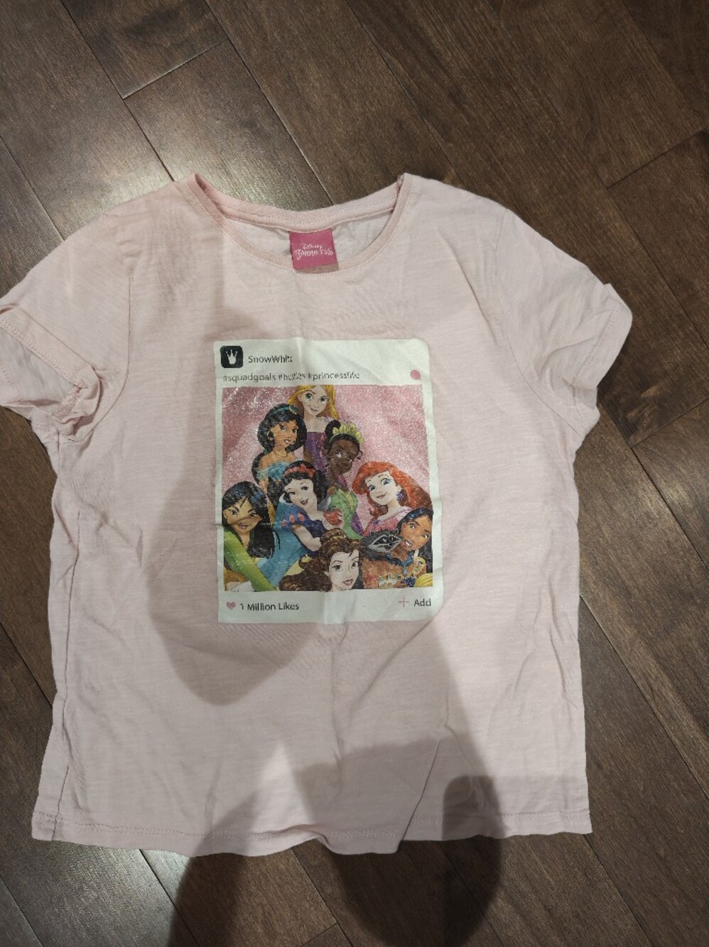 F&F Light Pink Girls Short Sleeve Tee with Princess Group Graphic
